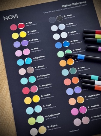Losse kleurenlegenda met 24 kleuren en bijbehorende letters